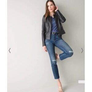 WHBM High-Rise Sculpt Destructed Straight Cropped Jeans sz 16 Long. New w/o tags